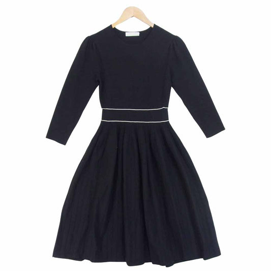 セルフォード CWN0185084 プリーツ ニット ワンピース パフスリーブ ブラック系 38【中古】