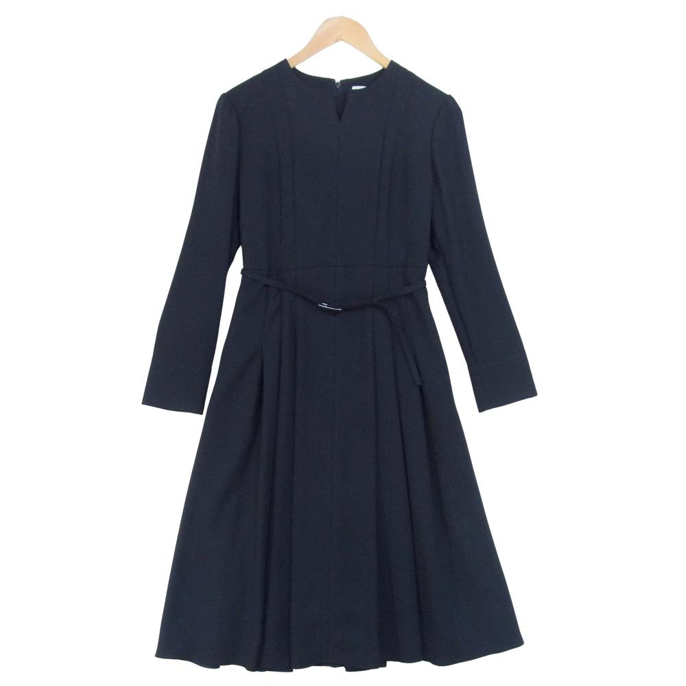 セルフォード 19AW キーネック タックフレア ベルト ワンピース ダークネイビー系 38【中古】