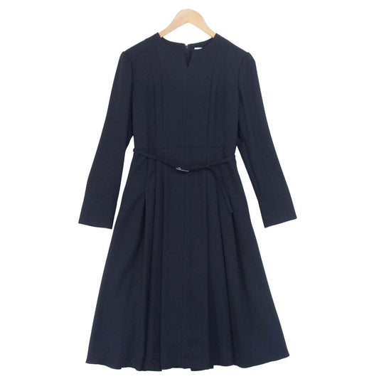 セルフォード 19AW キーネック タックフレア ベルト ワンピース ダークネイビー系 38【中古】