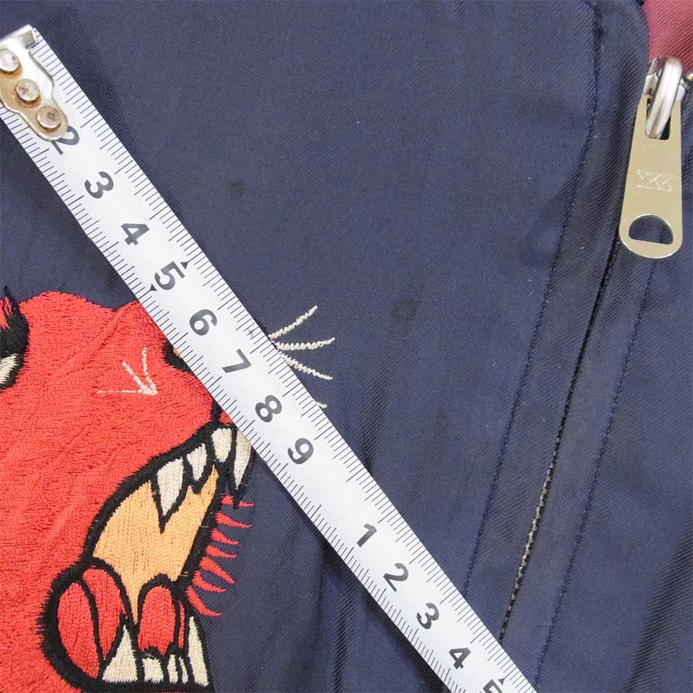 TAILOR TOYO テイラー東洋 14年製 TIGER FACE 虎 × JAPANMAP 日本地図 サテン リバーシブル スカジャン ネイビー系 M【中古】