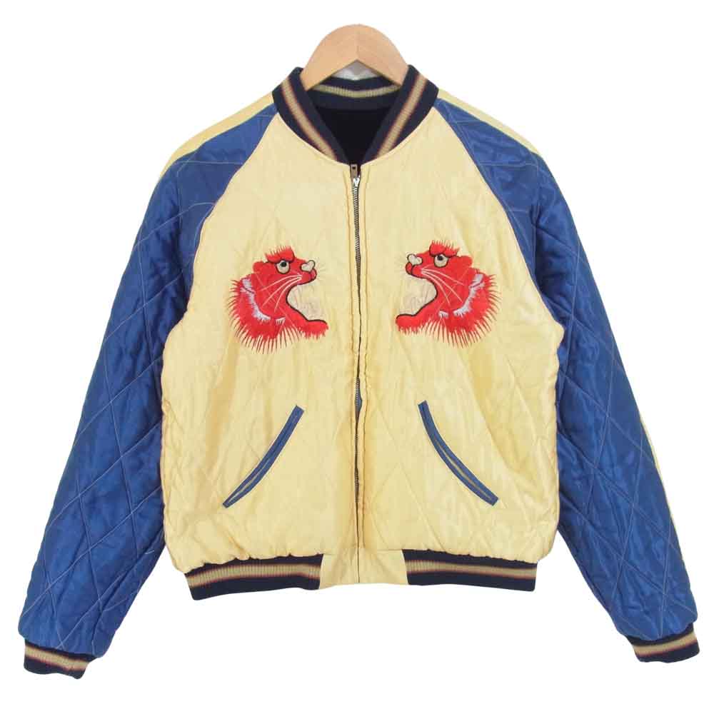 TAILOR TOYO テイラー東洋 09年製 スカル × 赤寅 別珍 × サテンキルト リバーシブル スカジャン ダークネイビー系 M【中古】