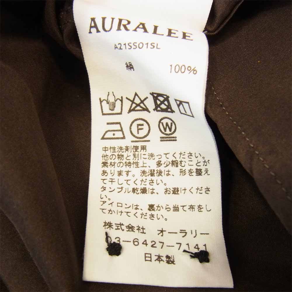 AURALEE オーラリー A21SS01SL LIGHT SILK SHIRTS ライト シルク シャツ ブラウン系 4【新古品】【未使用】【中古】