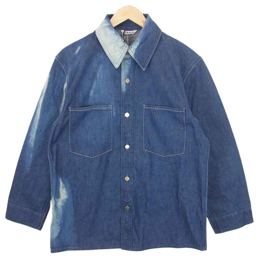 AURALEE オーラリー A21SB03PD SUN FADE BLEACH LIGHT DENIM SHIRTS BLOUSON サン フェード ブリーチ ライト デニム シャツ ブルゾン インディゴブルー系【新古品】【未使用】【中古】