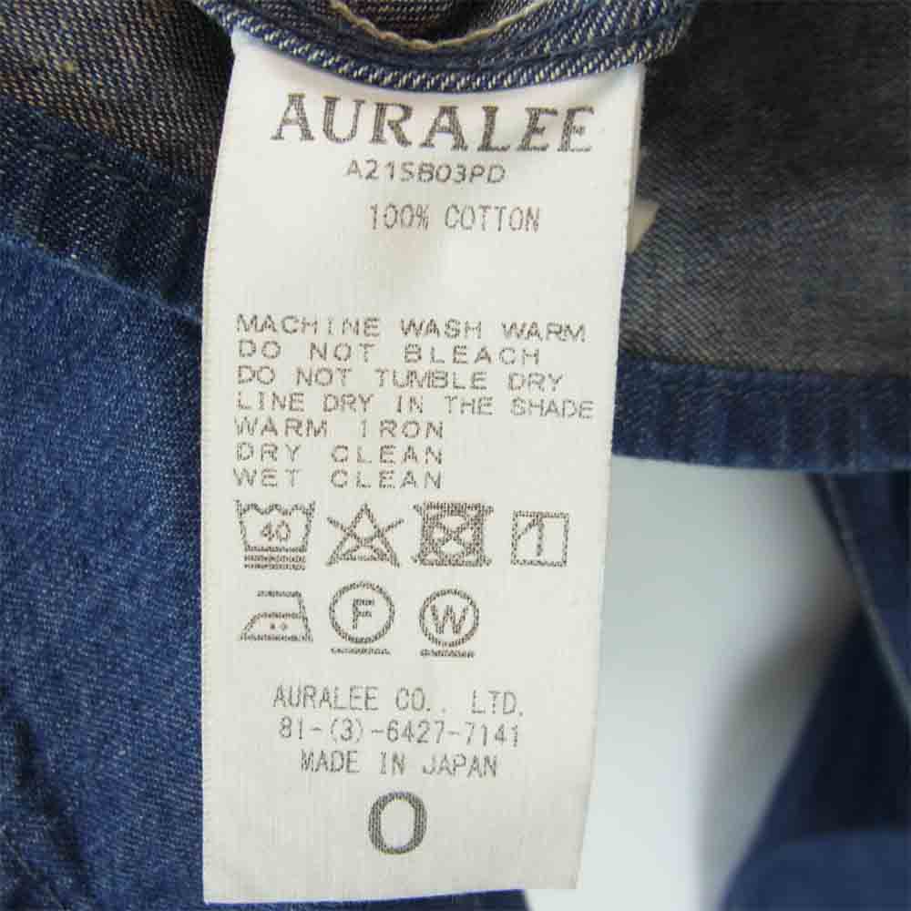 AURALEE オーラリー A21SB03PD SUN FADE BLEACH LIGHT DENIM SHIRTS BLOUSON サン フェード ブリーチ ライト デニム シャツ ブルゾン インディゴブルー系【新古品】【未使用】【中古】