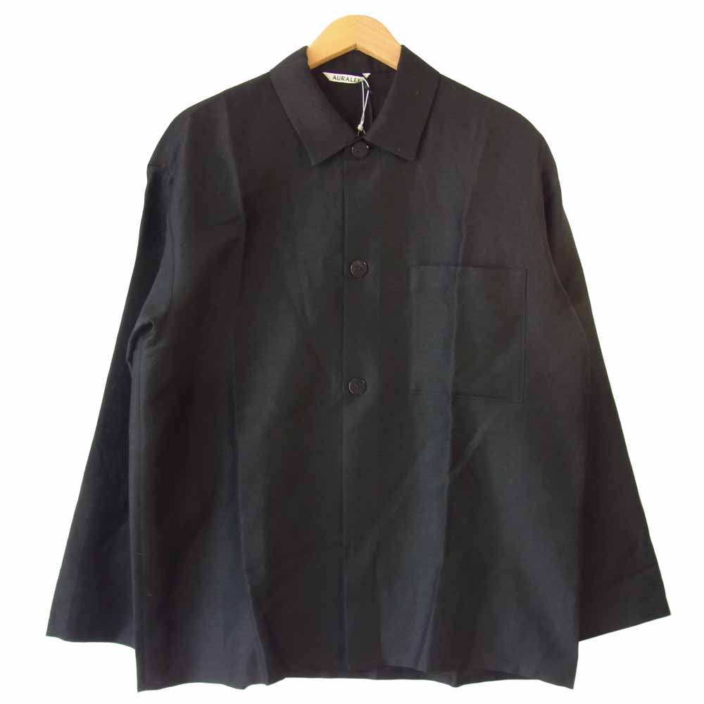AURALEE オーラリー A21SS01SD SILK LINEN DOBBY SHIRTS JACKET シルク リネン ドビー シャツ ジャケット ブラック系【新古品】【未使用】【中古】