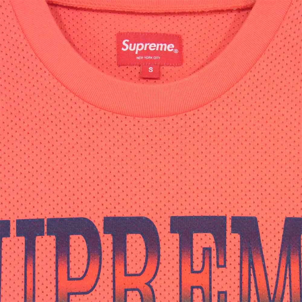 Supreme シュプリーム 20SS Cotton Mesh Gradient Logo S／S Top コットン メッシュ グラデーション ロゴ Tシャツ 赤橙系 S【中古】