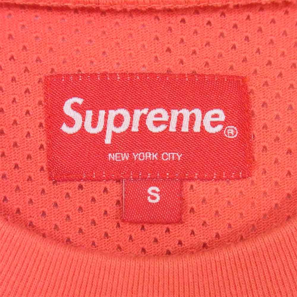 Supreme シュプリーム 20SS Cotton Mesh Gradient Logo S／S Top コットン メッシュ グラデーション ロゴ Tシャツ 赤橙系 S【中古】