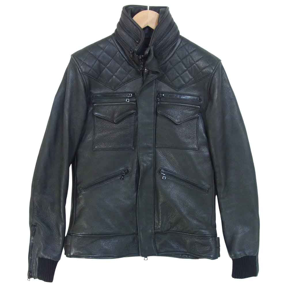 PLEIN FOUR PL09AW-4JK01 鹿革 ディアスキン レザー ジャケット ブラック系 1【中古】