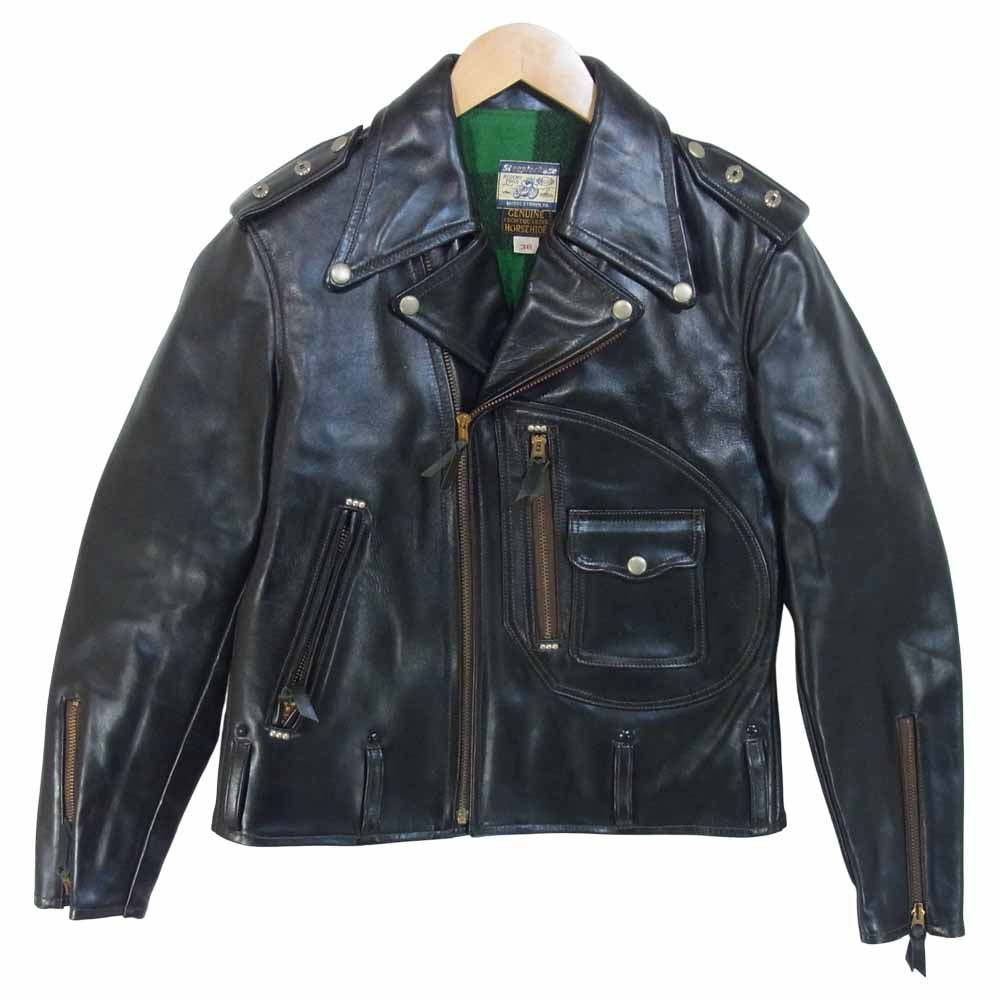 The REAL McCOY'S ザリアルマッコイズ 旧マッコイ STEEPLECHASE ホースハイド Dポケット ダブル ライダース ブラック系 36【中古】