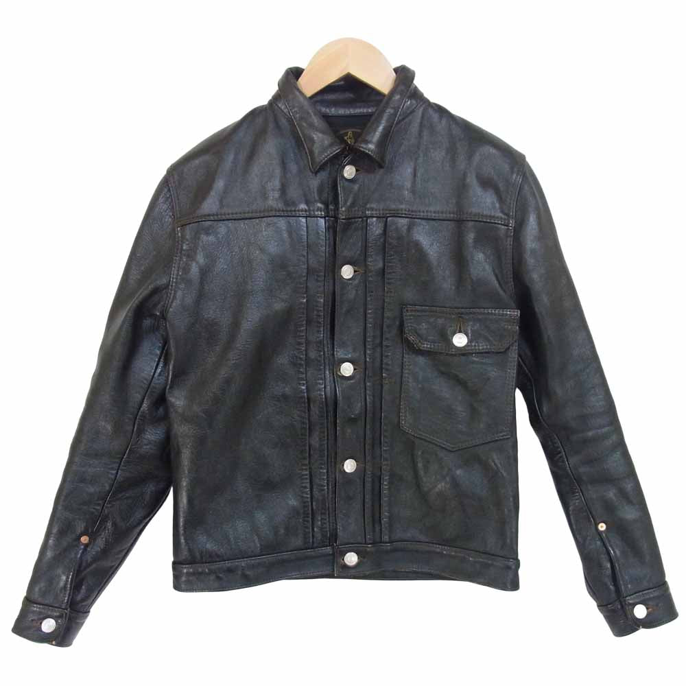 HIGH LARGE LEATHERS ハイラージレザー Oklahoma City オクラホマ シティ ホースハイド レザー ジャケット ブラック系 38【中古】