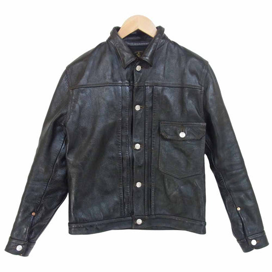 HIGH LARGE LEATHERS ハイラージレザー Oklahoma City オクラホマ シティ ホースハイド レザー ジャケット ブラック系 38【中古】