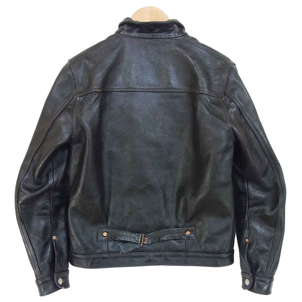 HIGH LARGE LEATHERS ハイラージレザー Oklahoma City オクラホマ シティ ホースハイド レザー ジャケット ブラック系 38【中古】