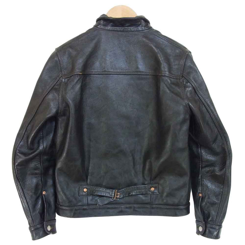 HIGH LARGE LEATHERS ハイラージレザー Oklahoma City オクラホマ シティ ホースハイド レザー ジャケット ブラック系 38【中古】