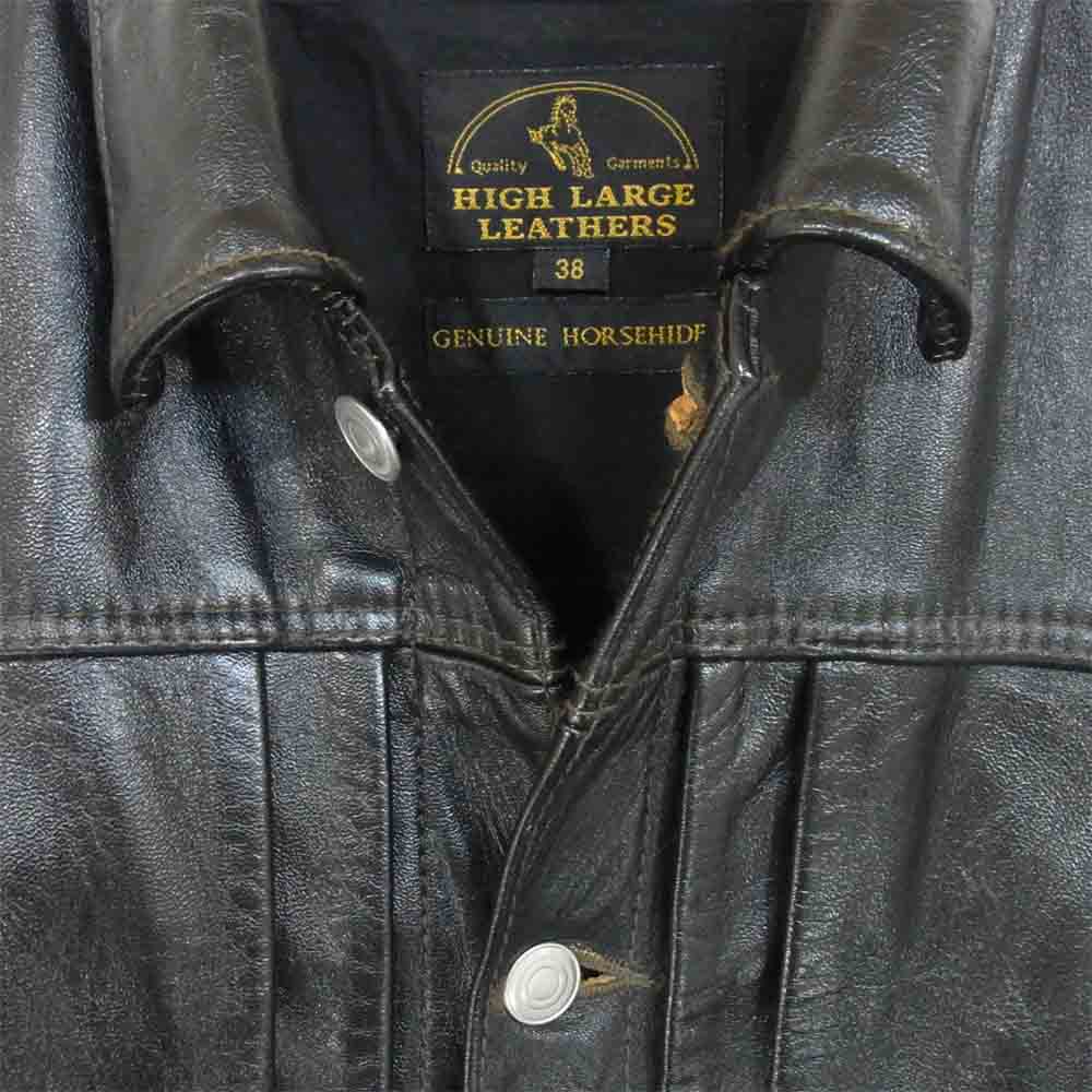 HIGH LARGE LEATHERS ハイラージレザー Oklahoma City オクラホマ シティ ホースハイド レザー ジャケット ブラック系 38【中古】
