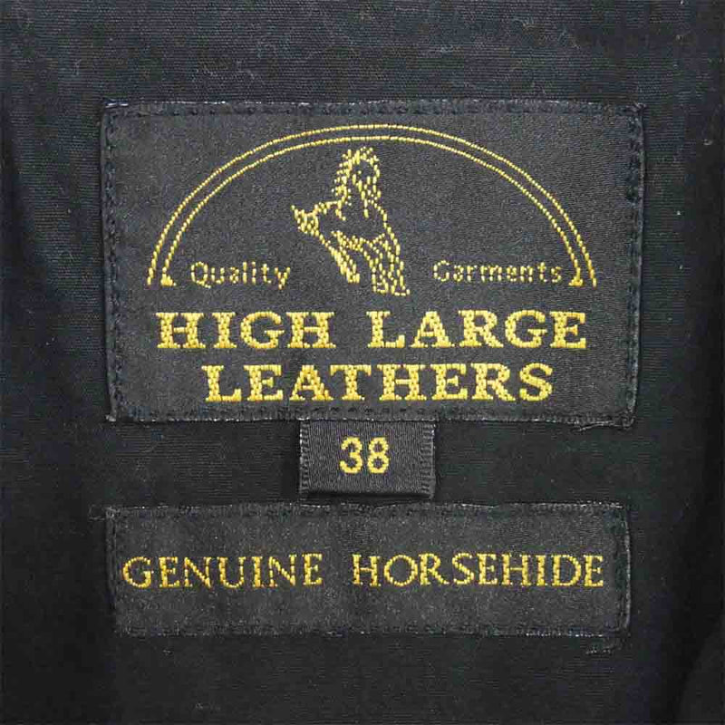 HIGH LARGE LEATHERS ハイラージレザー Oklahoma City オクラホマ シティ ホースハイド レザー ジャケット ブラック系 38【中古】