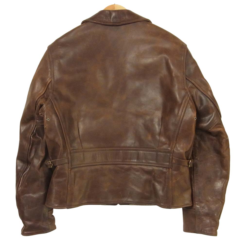 AERO LEATHER エアロレザー HALF BELT HORSEHIDE ハーフ ベルト ホースハイド ライダース エアロ立ち ジャケット ブラウン系 36【中古】