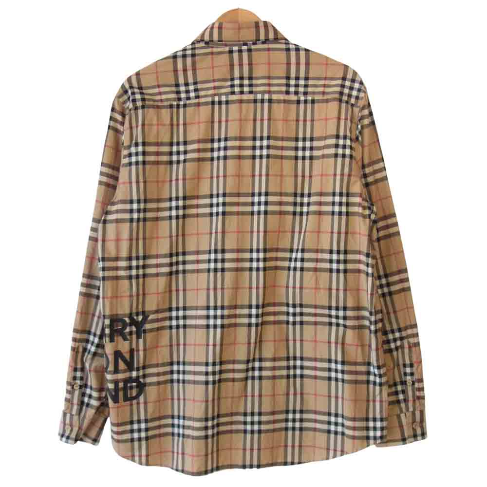 BURBERRY バーバリー 19AW Sandor ロゴ チェック オーバーサイズ シャツ ベージュ系 M【美品】【中古】