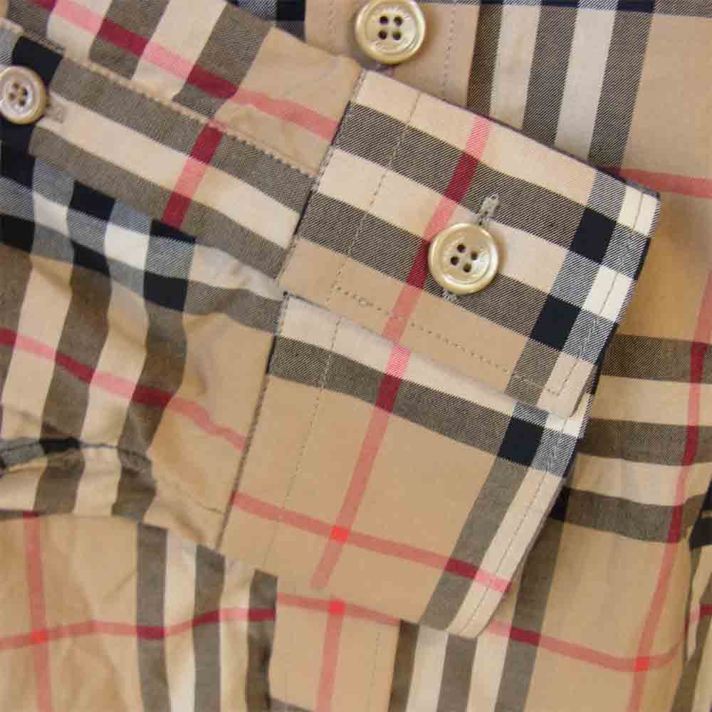 BURBERRY バーバリー 19AW Sandor ロゴ チェック オーバーサイズ シャツ ベージュ系 M【美品】【中古】