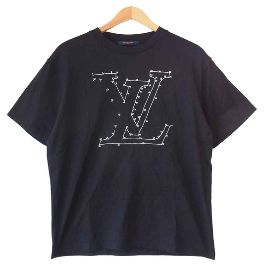 LOUIS VUITTON ルイ・ヴィトン 1A83R2 国内正規品 LV ステッチ プリント アンド エンブロイダリー Tシャツ ブラック系 M【美品】【中古】