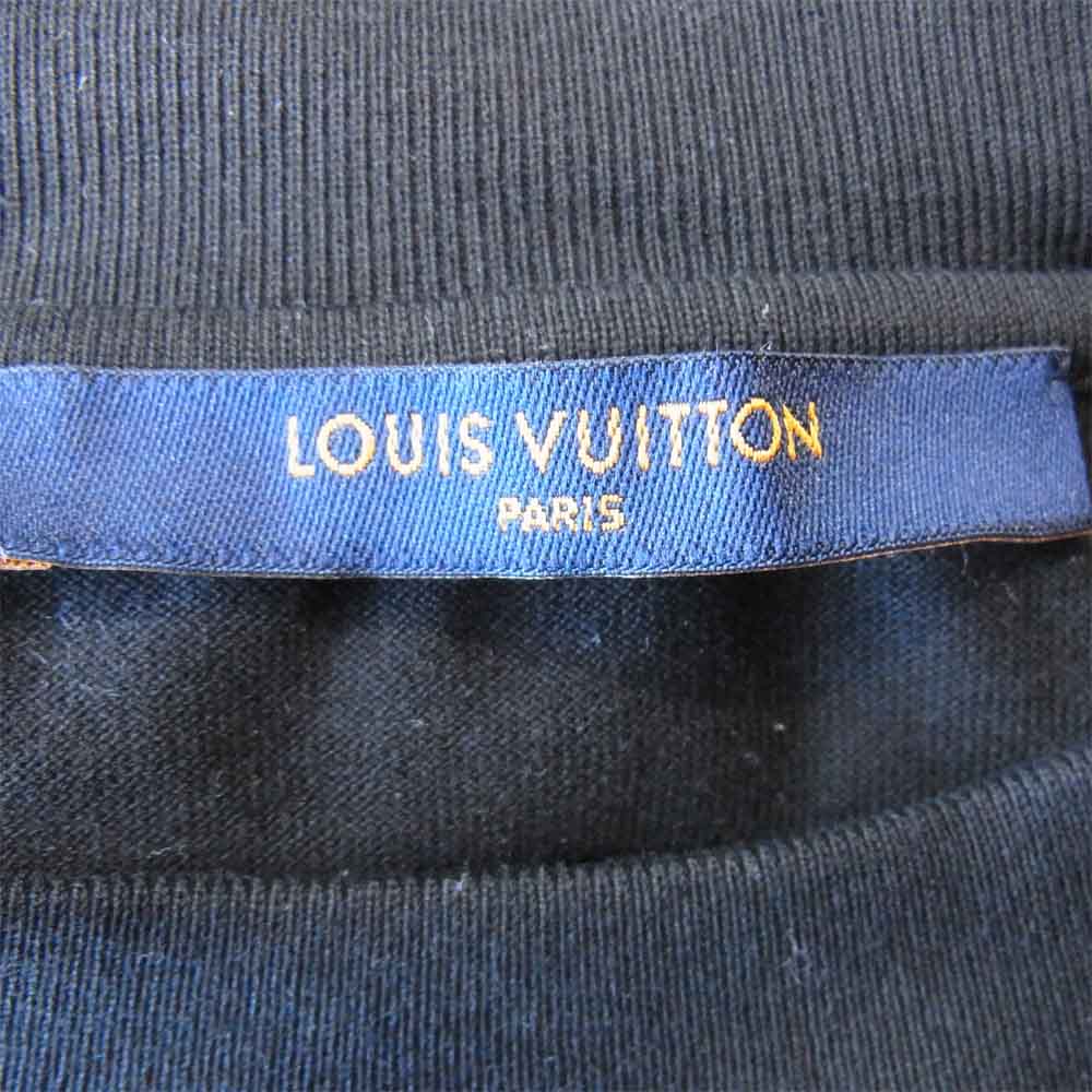 LOUIS VUITTON ルイ・ヴィトン 1A83R2 国内正規品 LV ステッチ プリント アンド エンブロイダリー Tシャツ ブラック系 M【美品】【中古】