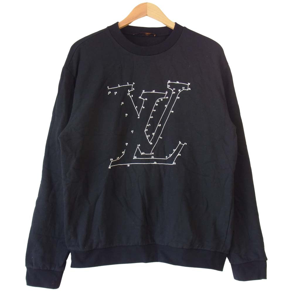 LOUIS VUITTON ルイ・ヴィトン 1A84LQ 国内正規品 LV ステッチ プリント エンブロイダリー スウェット ブラック系 L【美品】【中古】