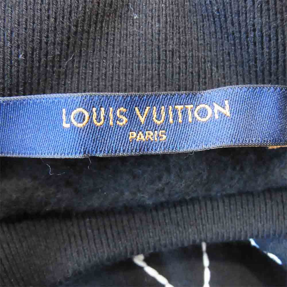 LOUIS VUITTON ルイ・ヴィトン 1A84LQ 国内正規品 LV ステッチ プリント エンブロイダリー スウェット ブラック系 L【美品】【中古】