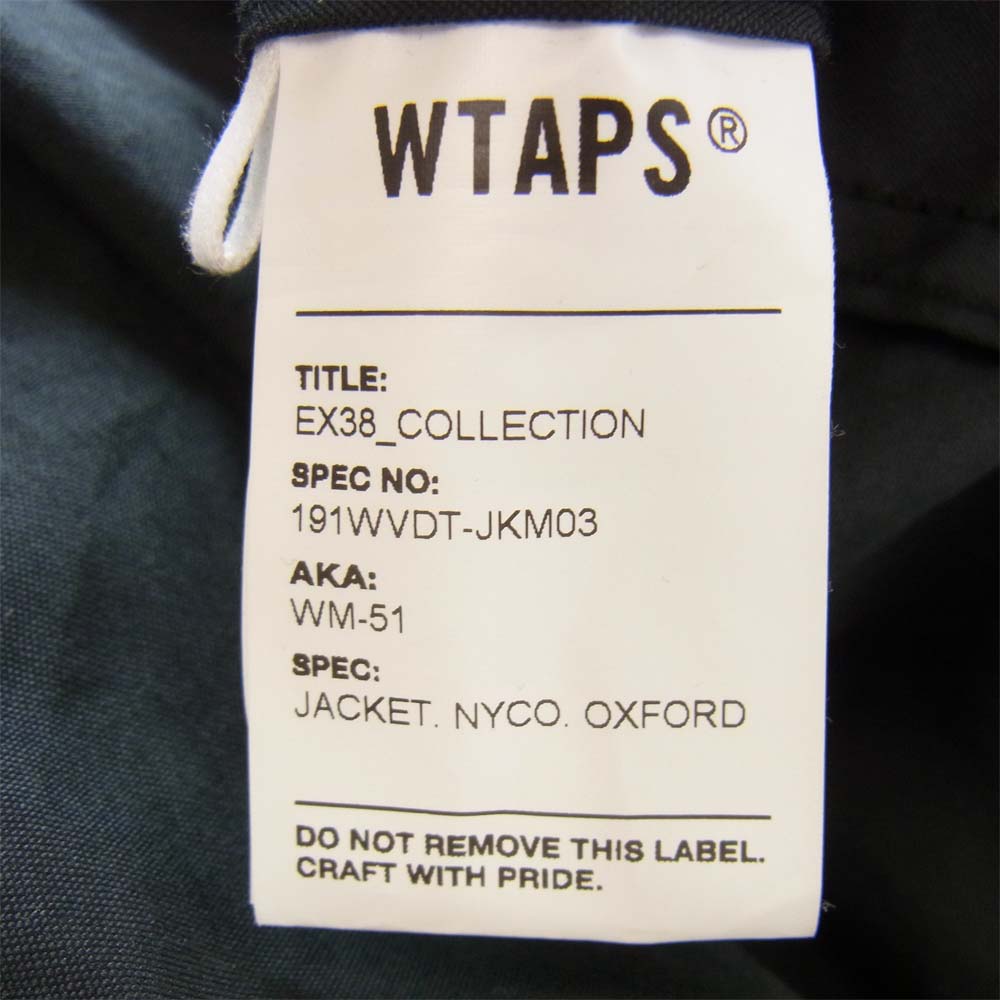 WTAPS ダブルタップス 19SS 191WVDT-JKM03 WM-51 JACKET NYCO OXFORD ミリタリー モッズコート ブラック系 X 03【中古】