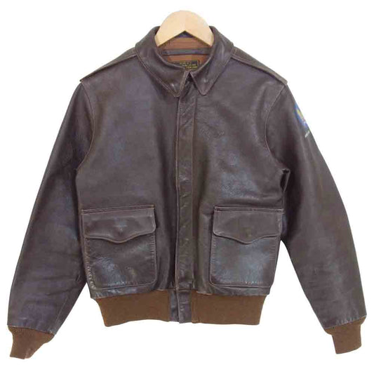 The REAL McCOY'S ザリアルマッコイズ 旧マッコイ ROUGH WAER ラフウェア社 実名復刻 TYPE A-2 フライト ジャケット ダークブラウン系 36【中古】