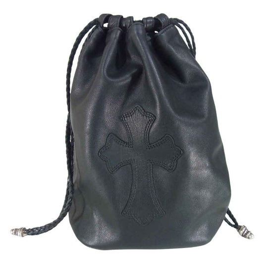 CHROME HEARTS クロムハーツ（原本無） DRW STRNG SACK ドローストリング レザー サック ブラック系【中古】