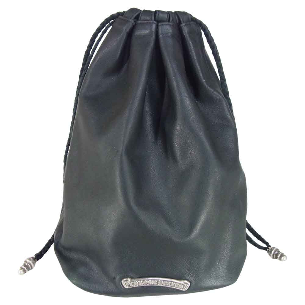 CHROME HEARTS クロムハーツ（原本無） DRW STRNG SACK ドローストリング レザー サック ブラック系【中古】