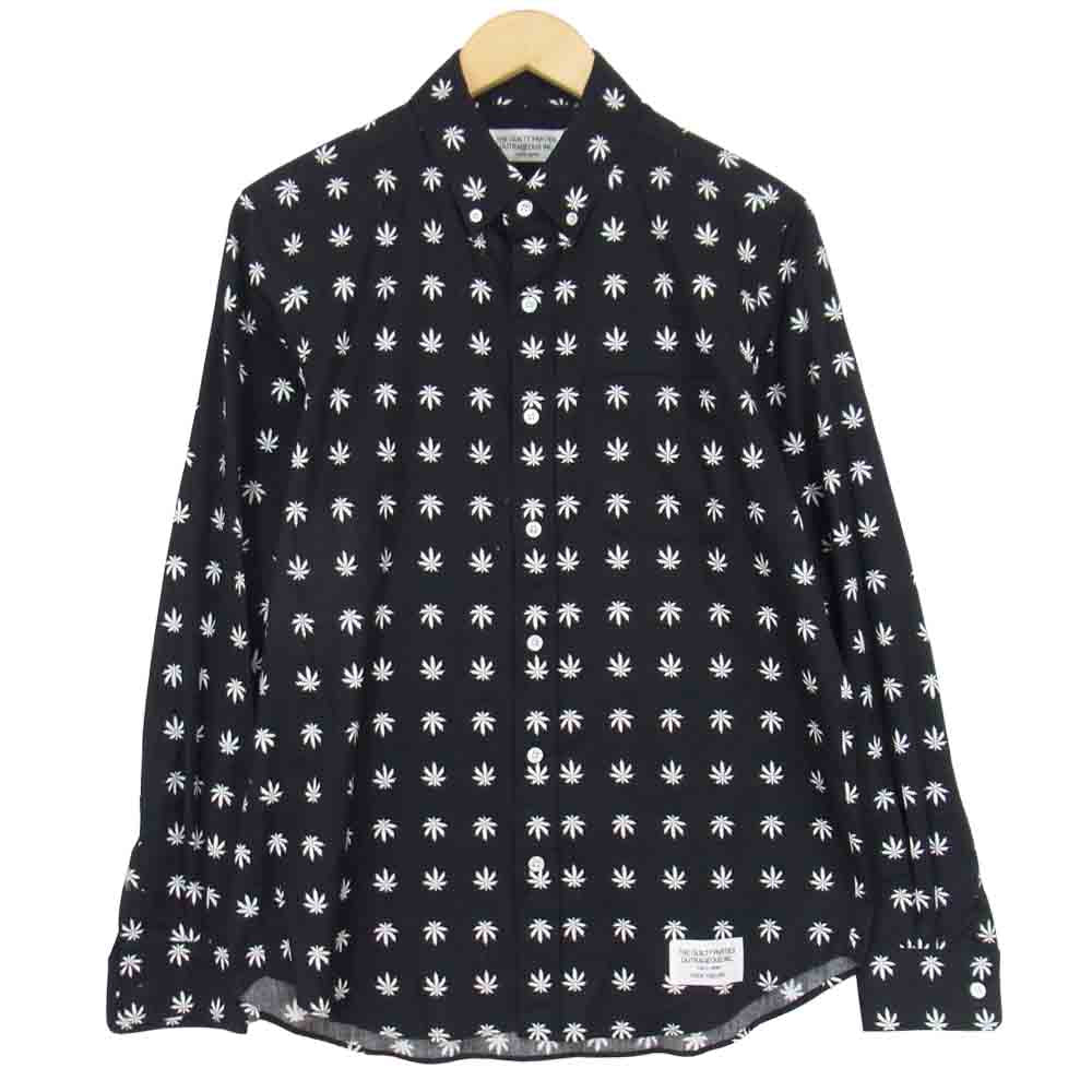 WACKO MARIA ワコマリア 15SS-P-SHI-05 ガンジャ 総柄 ボタンダウン 長袖 シャツ ブラック系 L【中古】