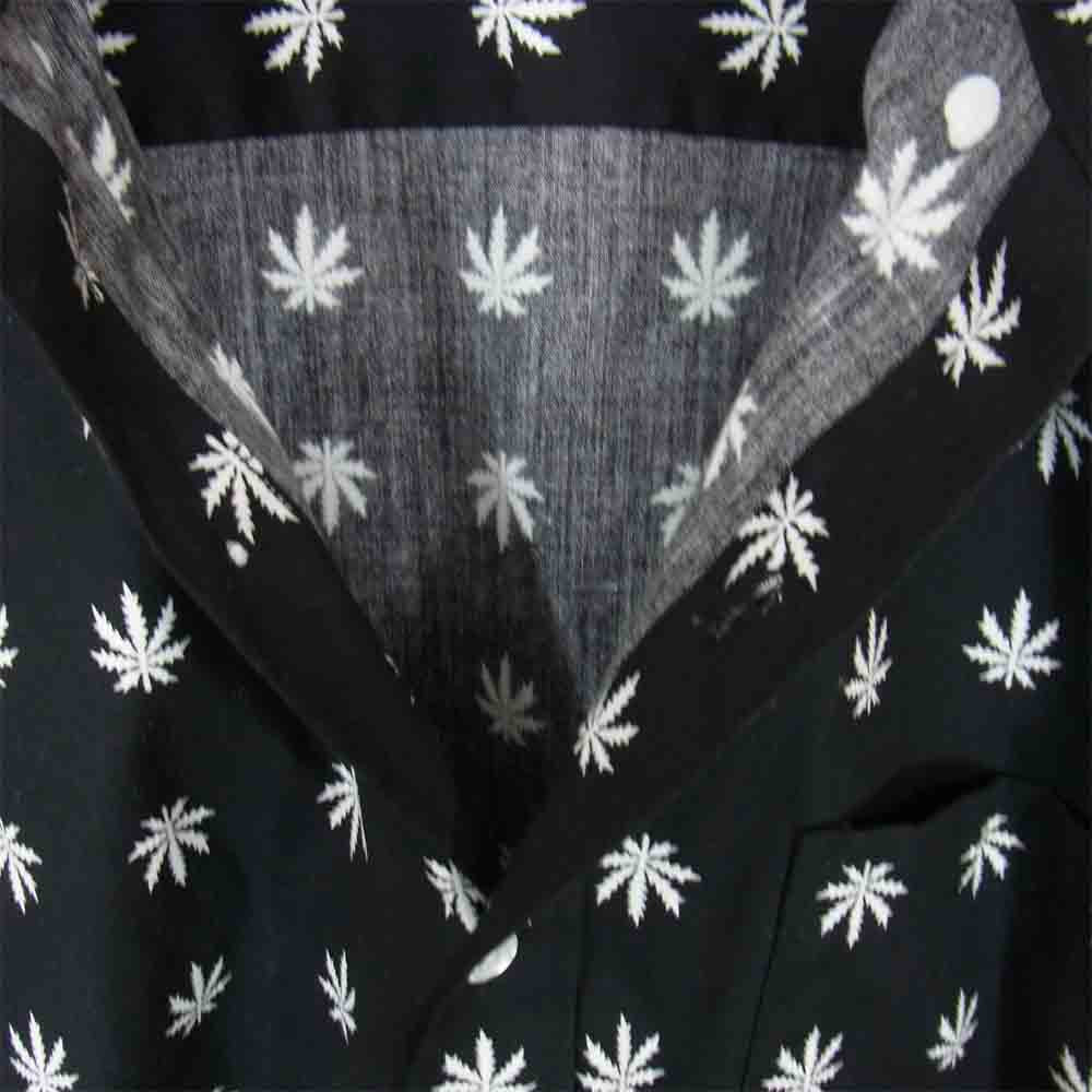 WACKO MARIA ワコマリア 15SS-P-SHI-05 ガンジャ 総柄 ボタンダウン 長袖 シャツ ブラック系 L【中古】
