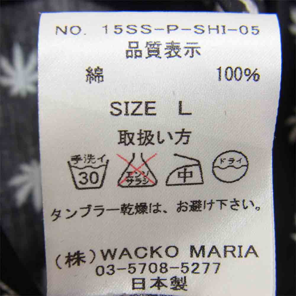 WACKO MARIA ワコマリア 15SS-P-SHI-05 ガンジャ 総柄 ボタンダウン 長袖 シャツ ブラック系 L【中古】