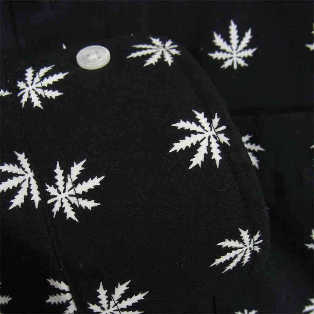 WACKO MARIA ワコマリア 15SS-P-SHI-05 ガンジャ 総柄 ボタンダウン 長袖 シャツ ブラック系 L【中古】