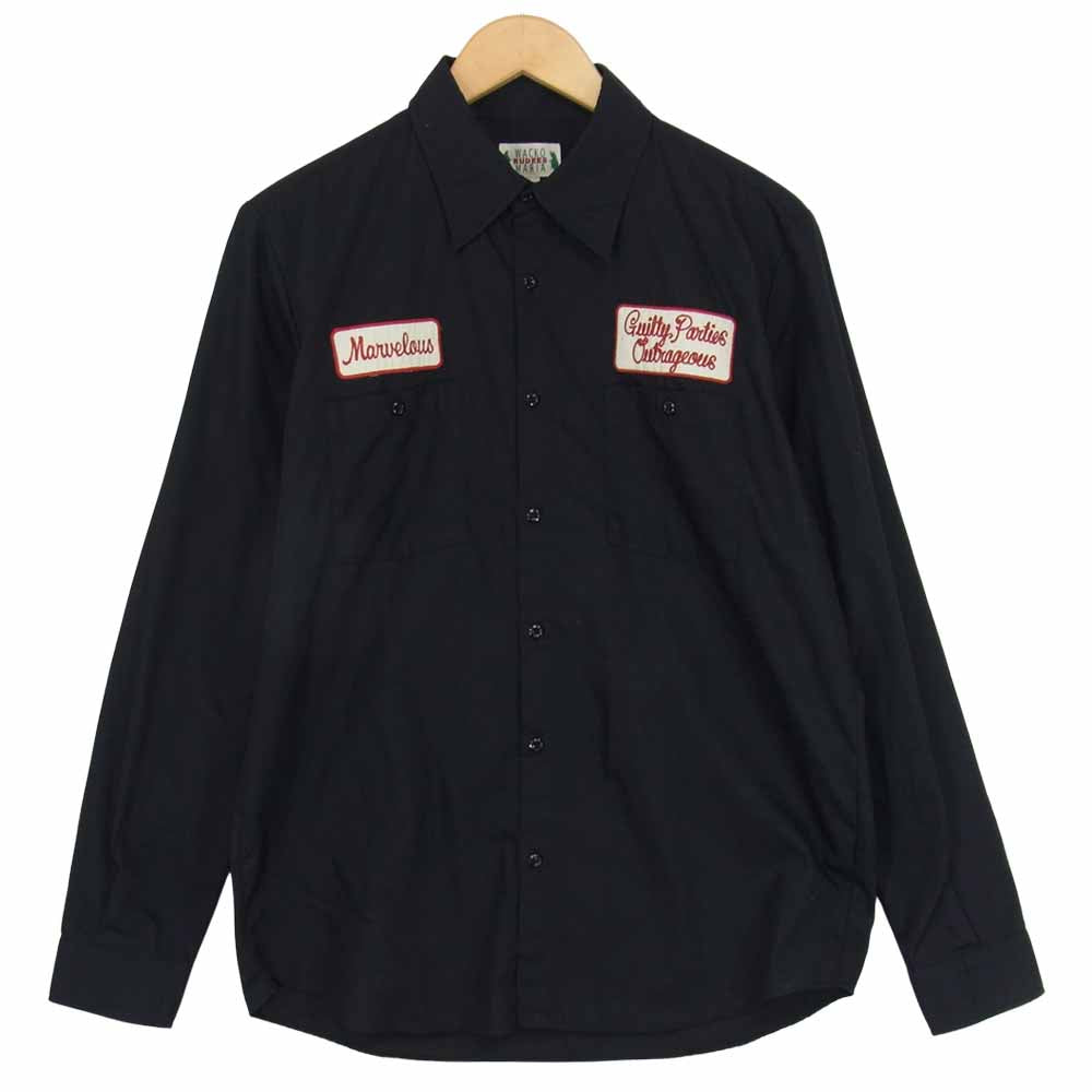 WACKO MARIA ワコマリア ワッペン付き 長袖 シャツ ブラック系 L【中古】