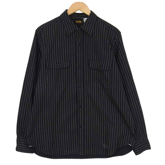 WACKO MARIA ワコマリア BIG YANK ウォバッシュ ストライプ シャツ ブラック系 L【中古】
