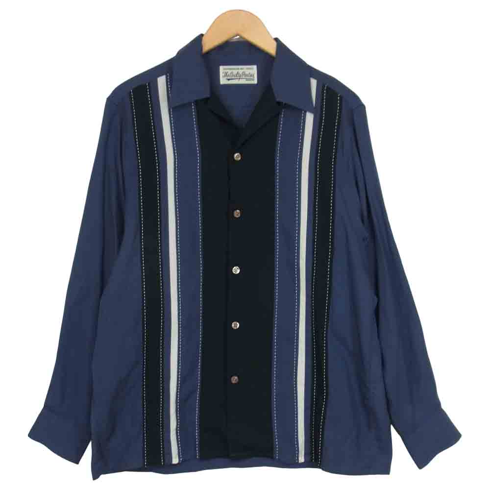 WACKO MARIA ワコマリア レーヨン オープンカラー シャツ ブルー系 M【中古】