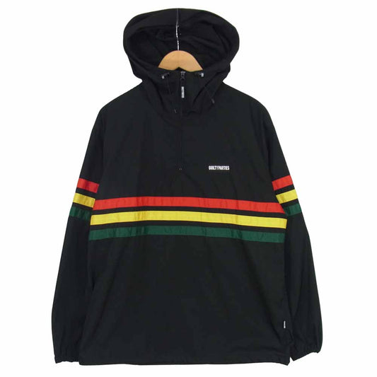 WACKO MARIA ワコマリア ラスタライン ナイロン プルオーバー アノラック パーカー ブラック系 L【美品】【中古】