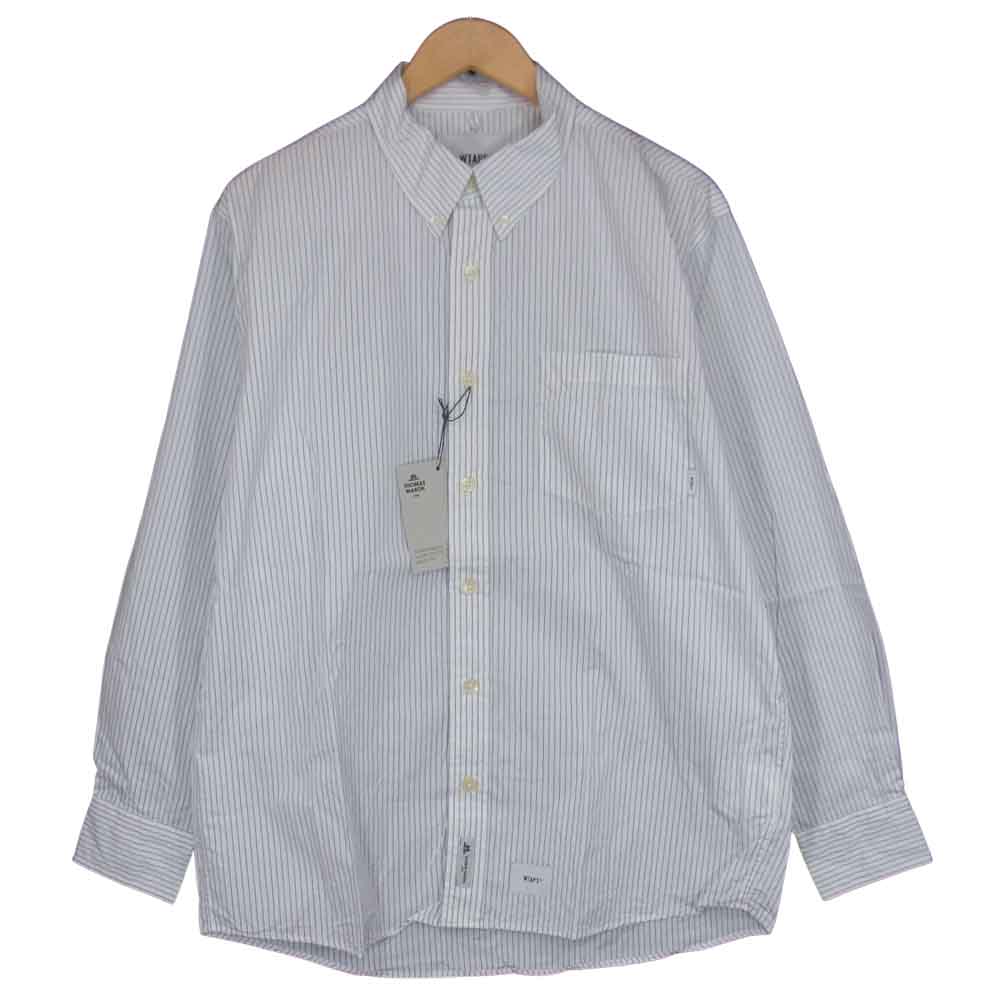WTAPS ダブルタップス 20SS 201TQDT-SHM03 THOMAS MASON トーマス メイソン BD LS 02 ストライプ ボタン ダウン シャツ ホワイト系 03【中古】