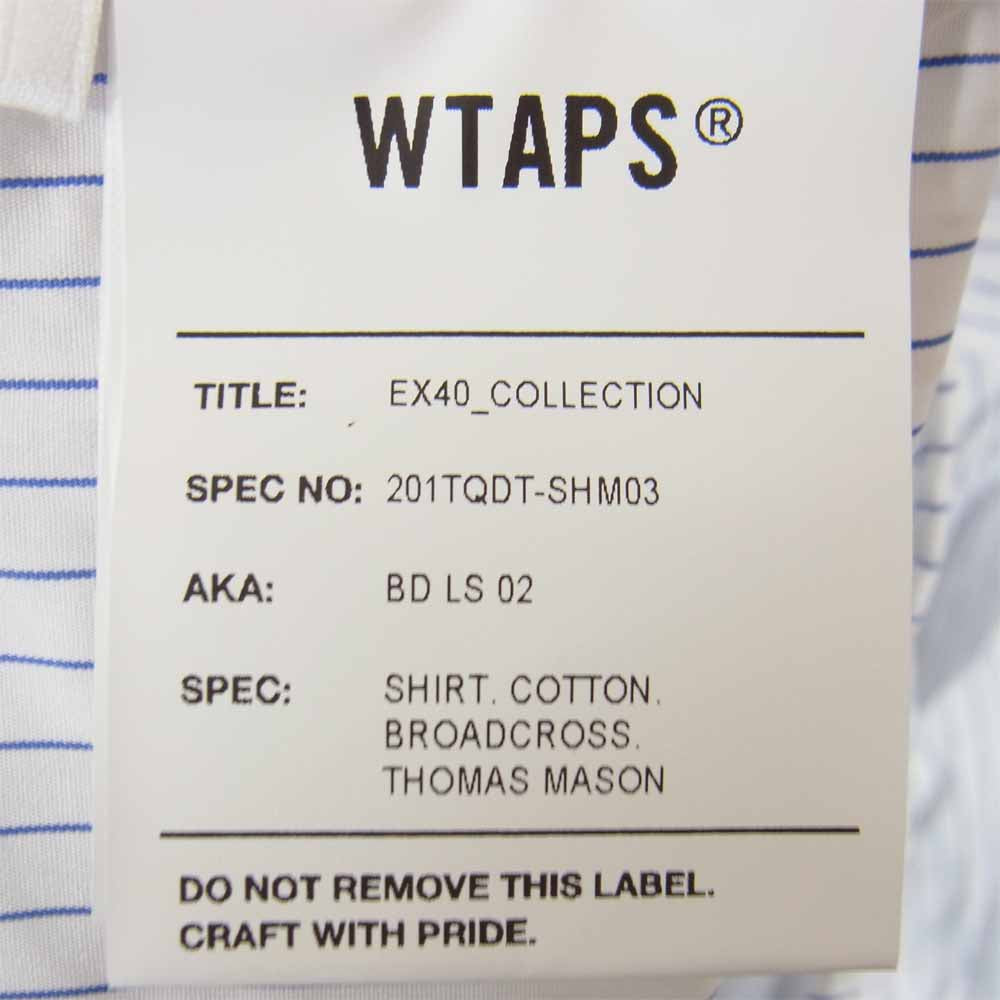 WTAPS ダブルタップス 20SS 201TQDT-SHM03 THOMAS MASON トーマス メイソン BD LS 02 ストライプ ボタン ダウン シャツ ホワイト系 03【中古】