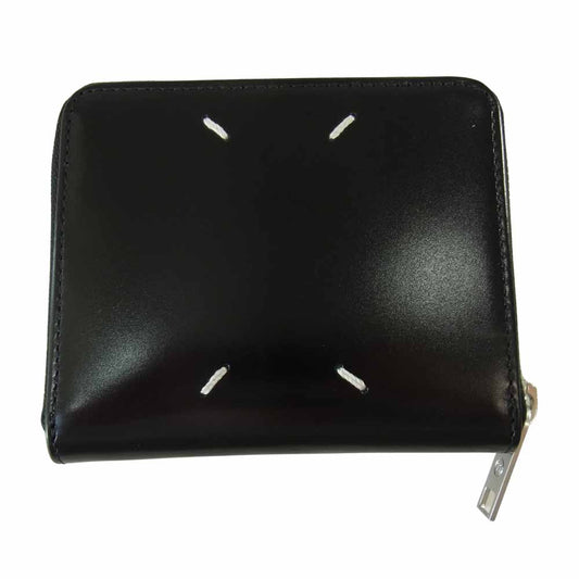 MAISON MARGIELA メゾンマルジェラ S55UI0197 レザー ラウンドファスナー 二つ折り財布 ブラック系【極上美品】【中古】