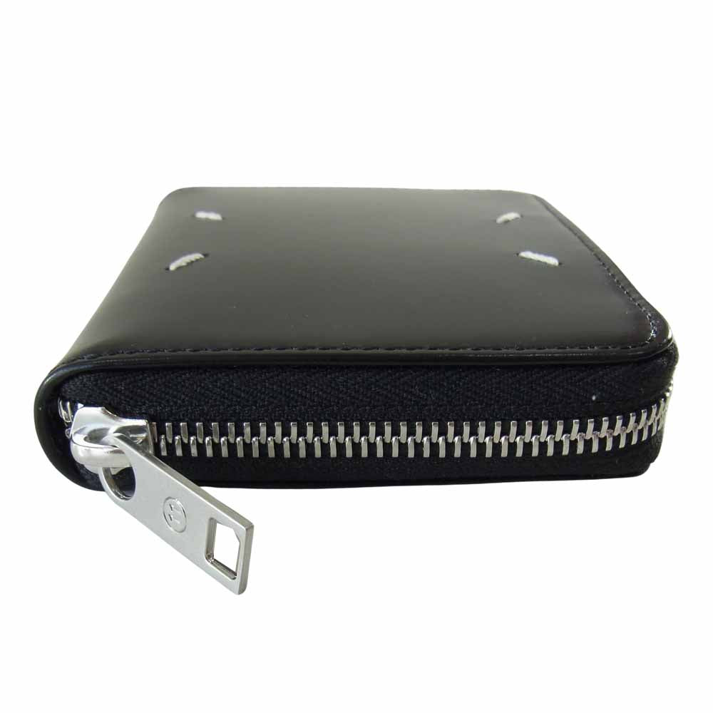 MAISON MARGIELA メゾンマルジェラ S55UI0197 レザー ラウンドファスナー 二つ折り財布 ブラック系【極上美品】【中古】