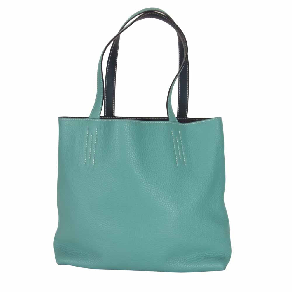 HERMES エルメス ドゥブルサンス 28 T刻印 トートバッグ ターコイズブルー系【中古】