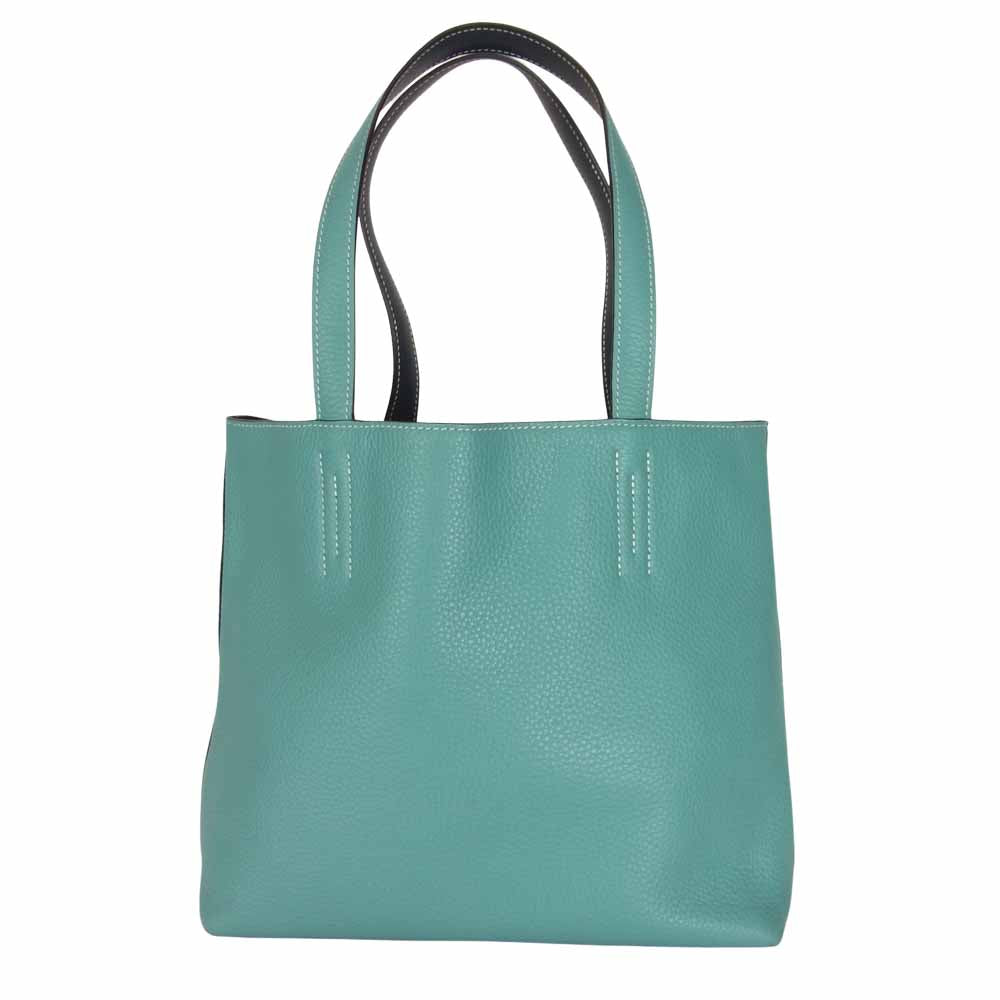 HERMES エルメス ドゥブルサンス 28 T刻印 トートバッグ ターコイズブルー系【中古】