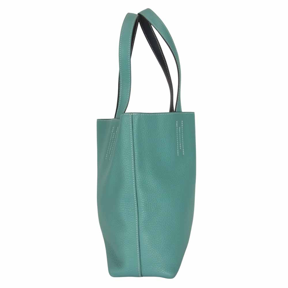 HERMES エルメス ドゥブルサンス 28 T刻印 トートバッグ ターコイズブルー系【中古】