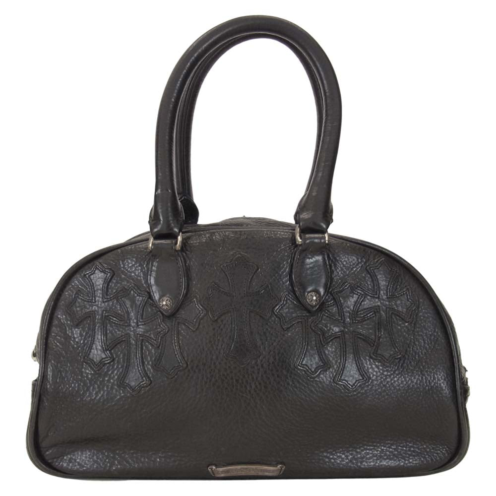 CHROME HEARTS クロムハーツ（原本無） CHチャーム付き GYM クロスパッチ スモールクロス ジム レザー バッグ ブラック系【中古】