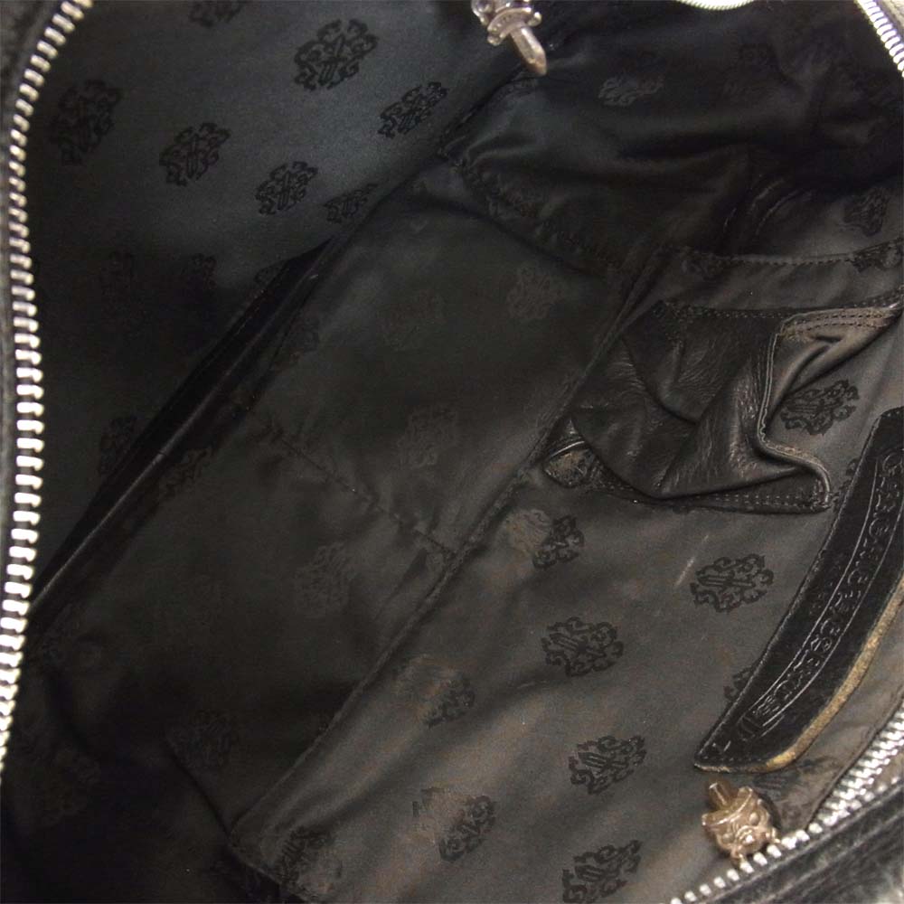 CHROME HEARTS クロムハーツ（原本無） CHチャーム付き GYM クロスパッチ スモールクロス ジム レザー バッグ ブラック系【中古】