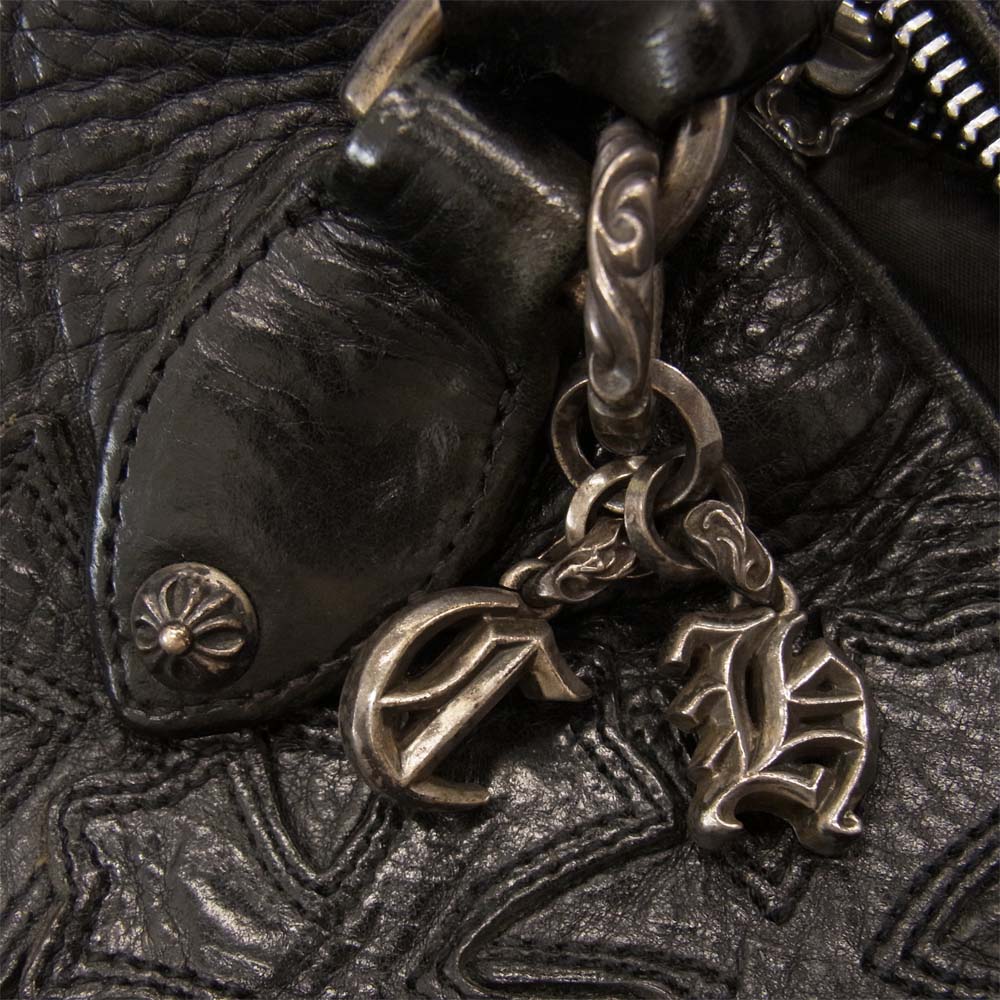 CHROME HEARTS クロムハーツ（原本無） CHチャーム付き GYM クロスパッチ スモールクロス ジム レザー バッグ ブラック系【中古】