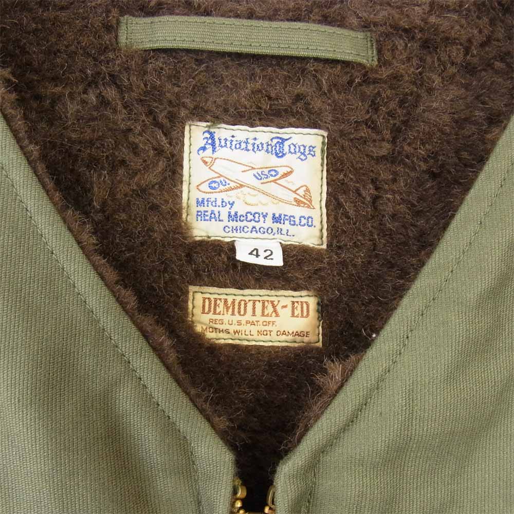 The REAL McCOY'S ザリアルマッコイズ DEMOTEX アルパカ デッキベスト カーキ系 42【美品】【中古】