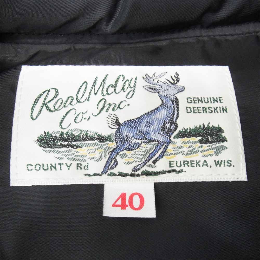 The REAL McCOY'S ザリアルマッコイズ MJ10145 DEERSKIN DOWN VEST ディアスキン ダウン ベスト ブラック系 40【美品】【中古】